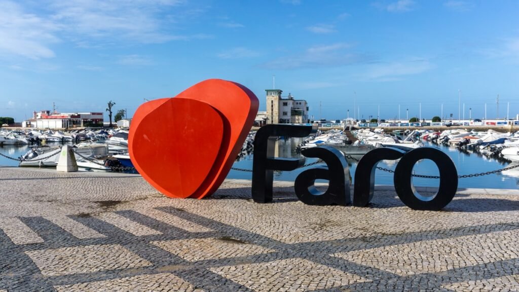 faro rota en2 portugal north south algarve city letters 738 km road trip capital at the atlantic ocean