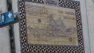Inside neighbourhood lisboa alfama map azulejos