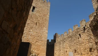 almourol templar castle middle tower inner view blue sky