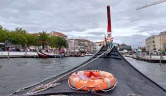 aveiro moliceiro boat top front side small city canal ria barco colorful design romance