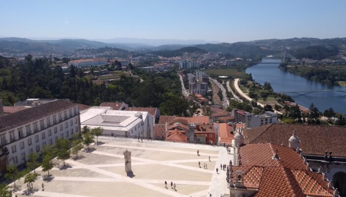 coimbra mondego river high city view travel central portugal university