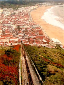nazare fishertown sitio rock funicular beach viewpoint portugal