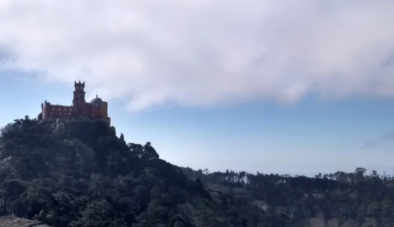 sintra as a royal summer residence palacio da pena palace mountain overview nature forest red color side